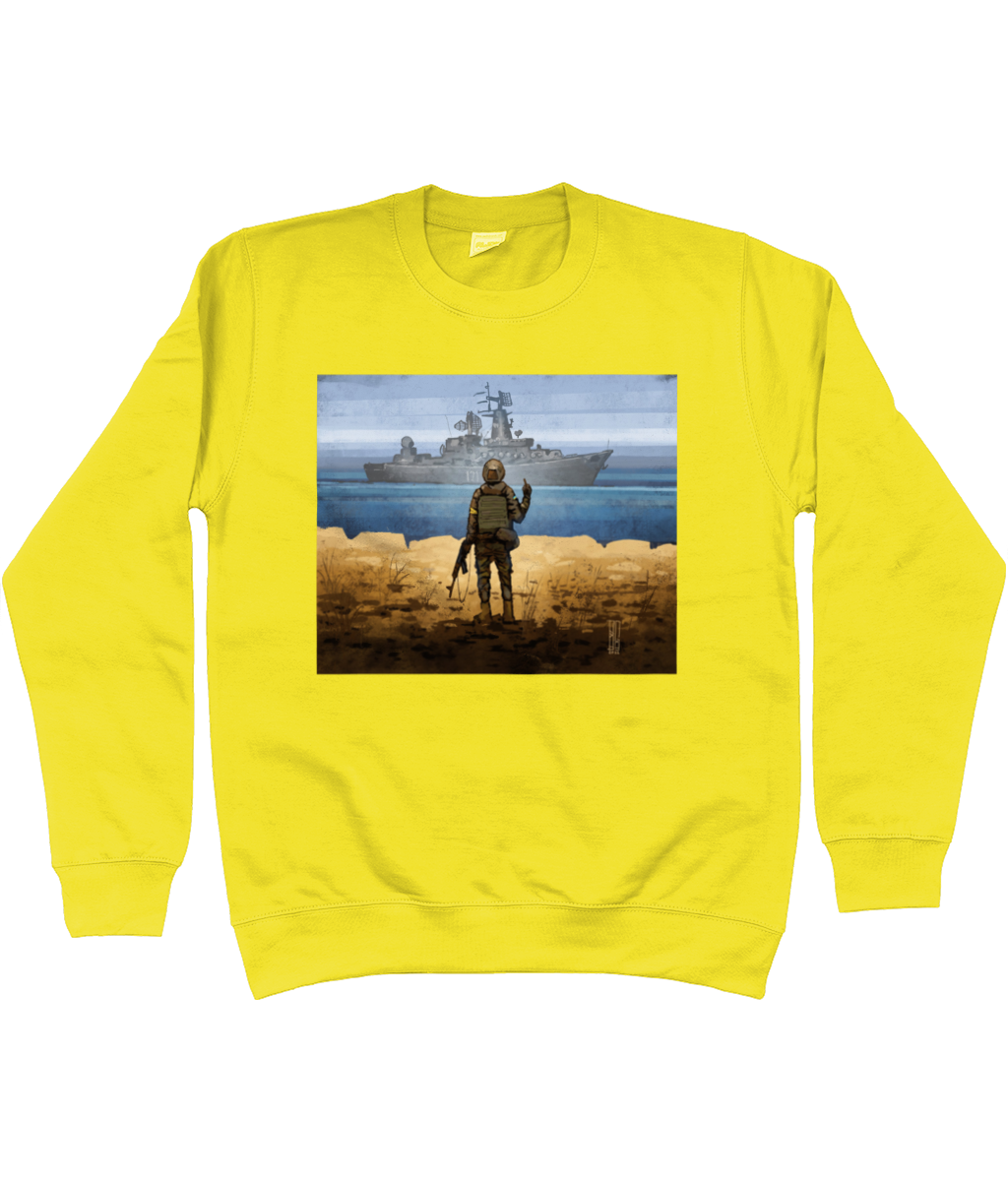 Russian Warship Go F**k Yourself - Ukrainian Stamp Art - Sweatshirt