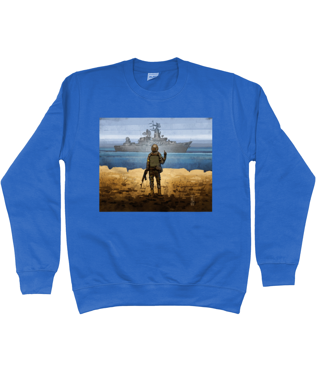 Russian Warship Go F**k Yourself - Ukrainian Stamp Art - Sweatshirt