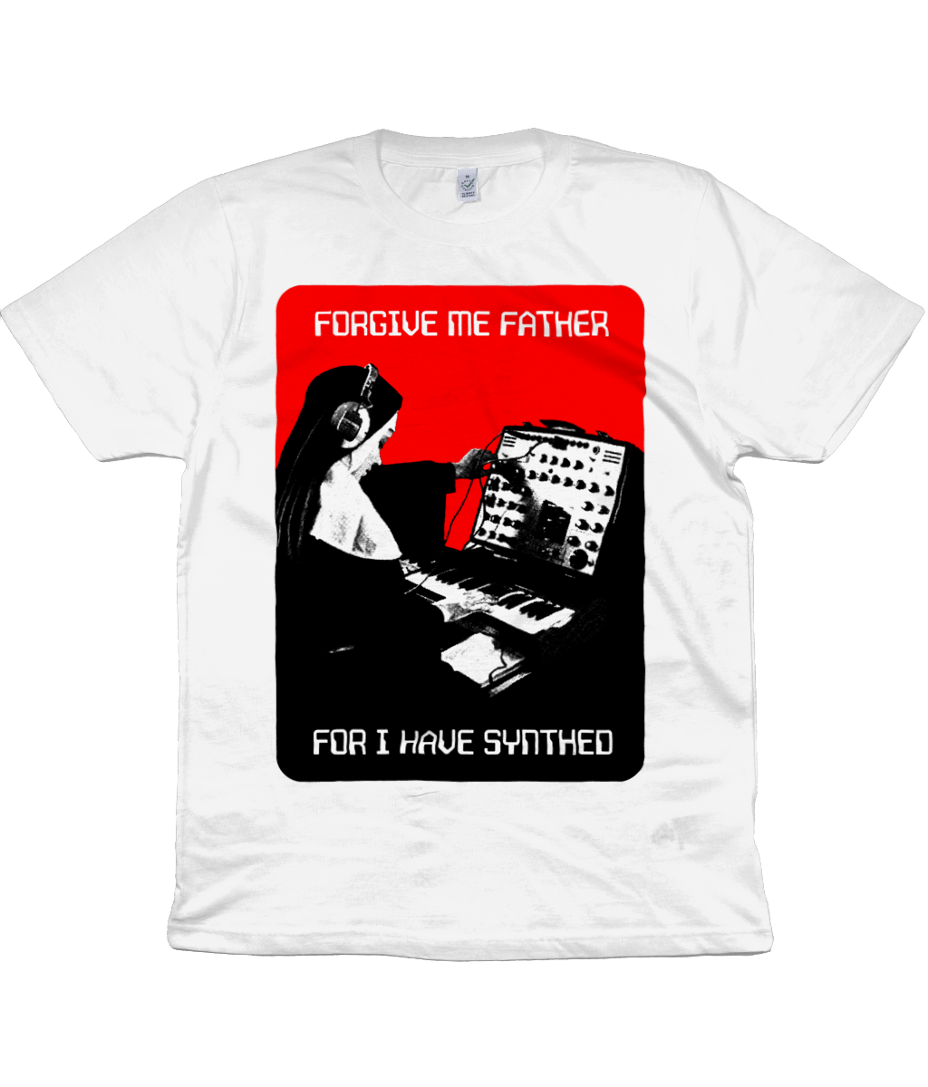 Forgive Me Father For I Have Synthed - Halftone Red & White