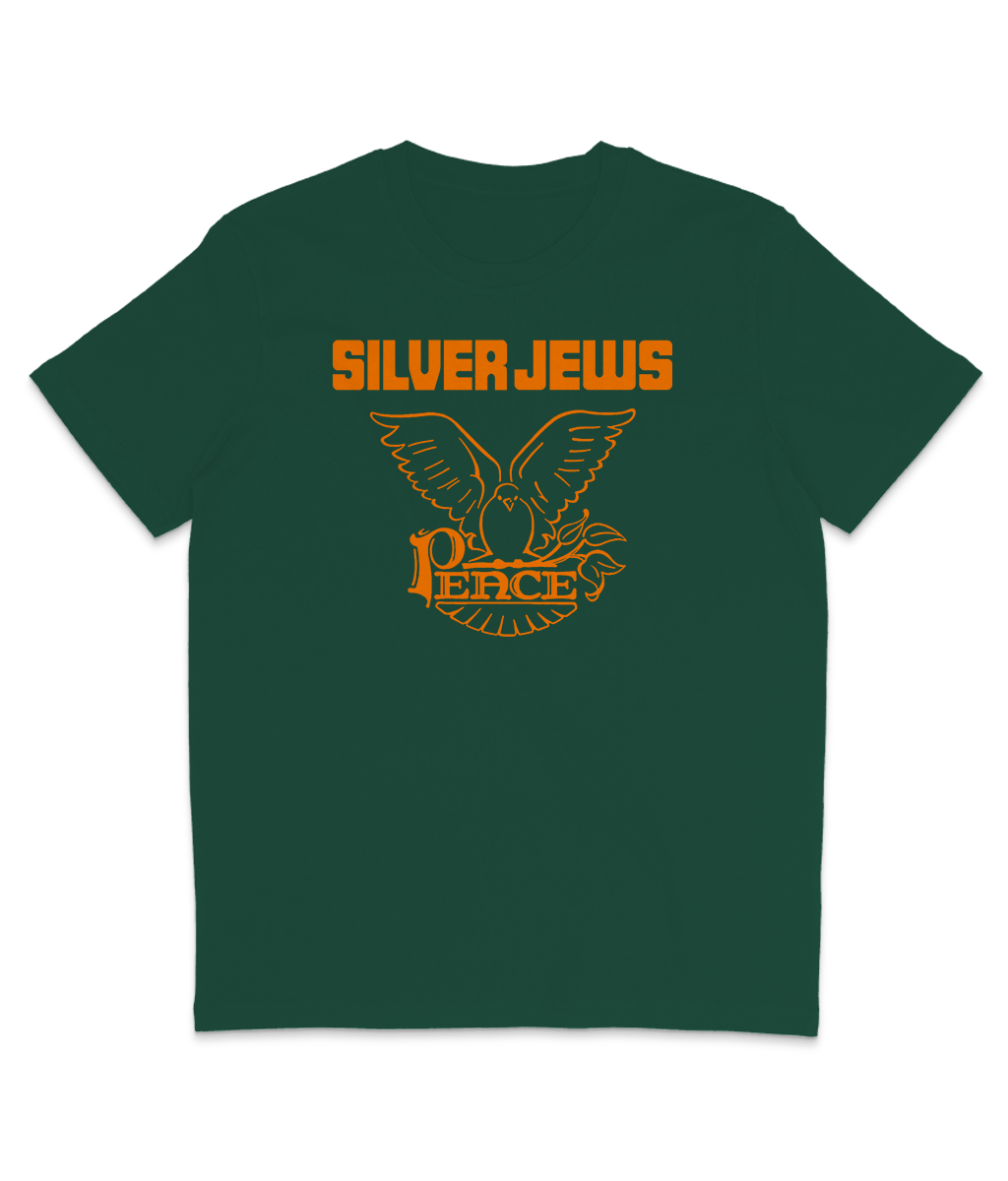 Silver Jews - PEACE - Orange Text - Bottle Green