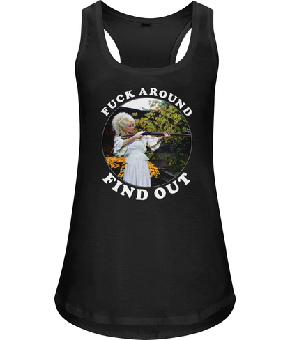 Fuck Around Find Out - White Text - Racerback Vest