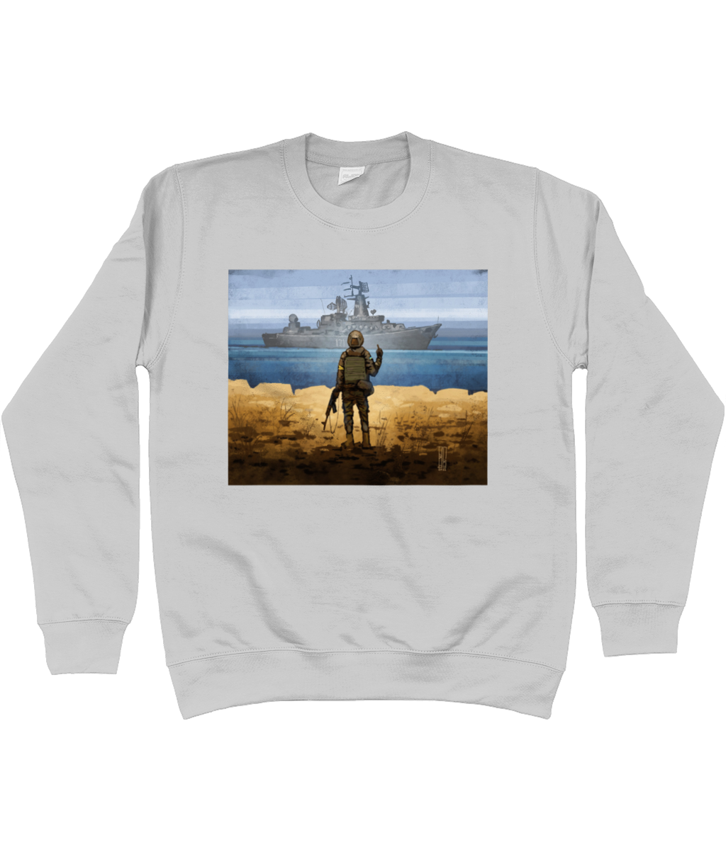 Russian Warship Go F**k Yourself - Ukrainian Stamp Art - Sweatshirt