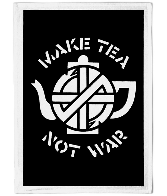 CRASS - Make Tea Not War - White Text - Tea Towel