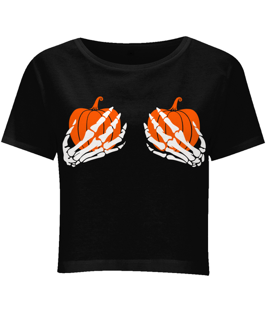 Halloween Skeleton Hands & Pumpkins - Crop Top